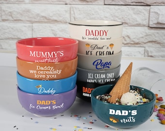 Custom Dad's Ceramic Ice Cream Serving Bowl, Fathers Day Gift, Funny Birthday Gift for Dad, Personalized Snack Bowl, Cereal Bowl, Papa Gifts