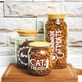 Personalized Glass Pet Food Container, Custom Cat Name Treat Storage Jar, Pet Owner Gift, Wooden Lid Glass Reward Jar, Pet Treat Canisters