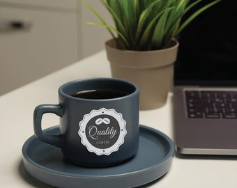 Company Logo Custom Ceramic Esprosso Mug, Personalized Coffee Cup, Office Gift, Bulk Employee Gift, Appreciation Gift, Brand Name Tea Mugs