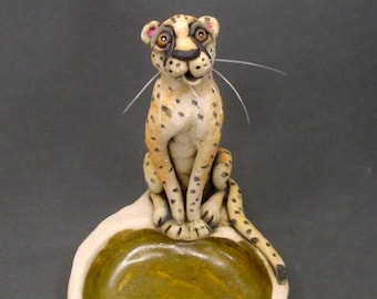 Cheetah Sculpture Ceramic Little Dish