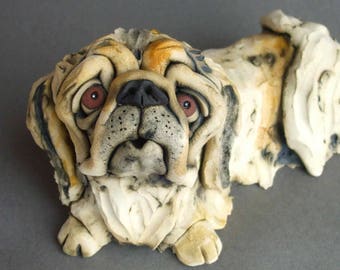 Pekingese Ceramic Dog Sculpture