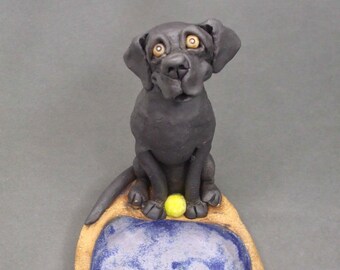 Ceramic Labrador Retriever Dog Sculpture Dish