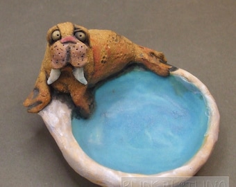 Ceramic Walrus Sculpture Dish
