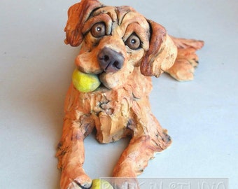 Golden Retriever with Ball Dog Sculpture