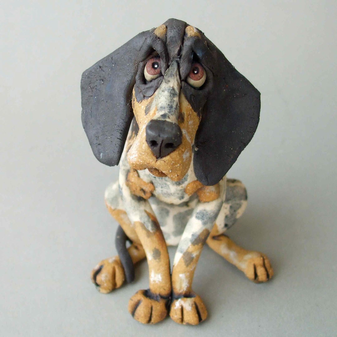 Ceramic Dog Sculpture Bluetick Coonhound Etsy