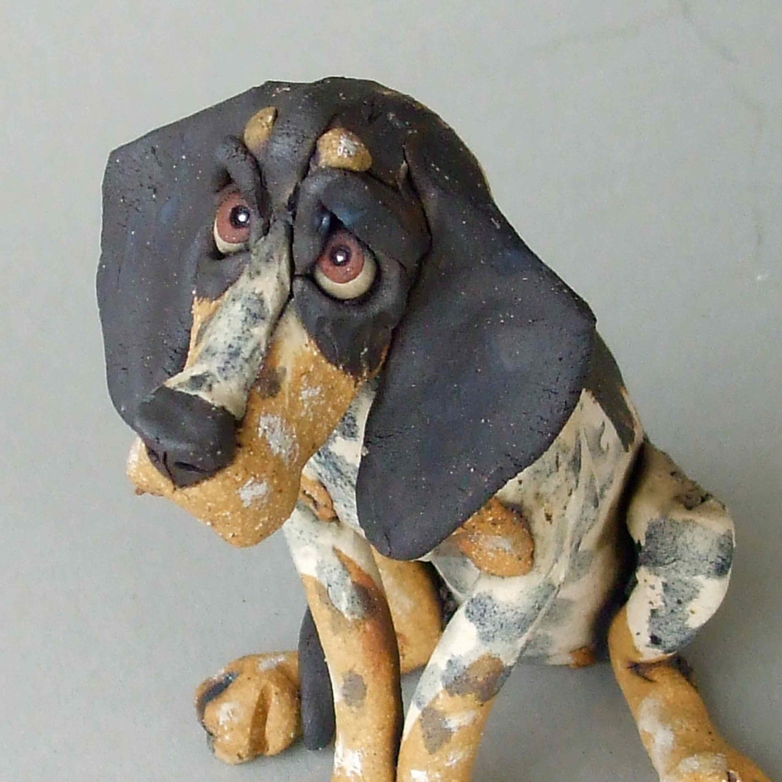 Ceramic Dog Sculpture Bluetick Coonhound Etsy