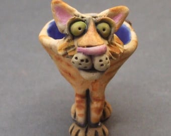 Little Orange Tabby Cat Ceramic Ring Bowl
