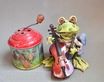 Musical Frog Sculpture Mixed Media