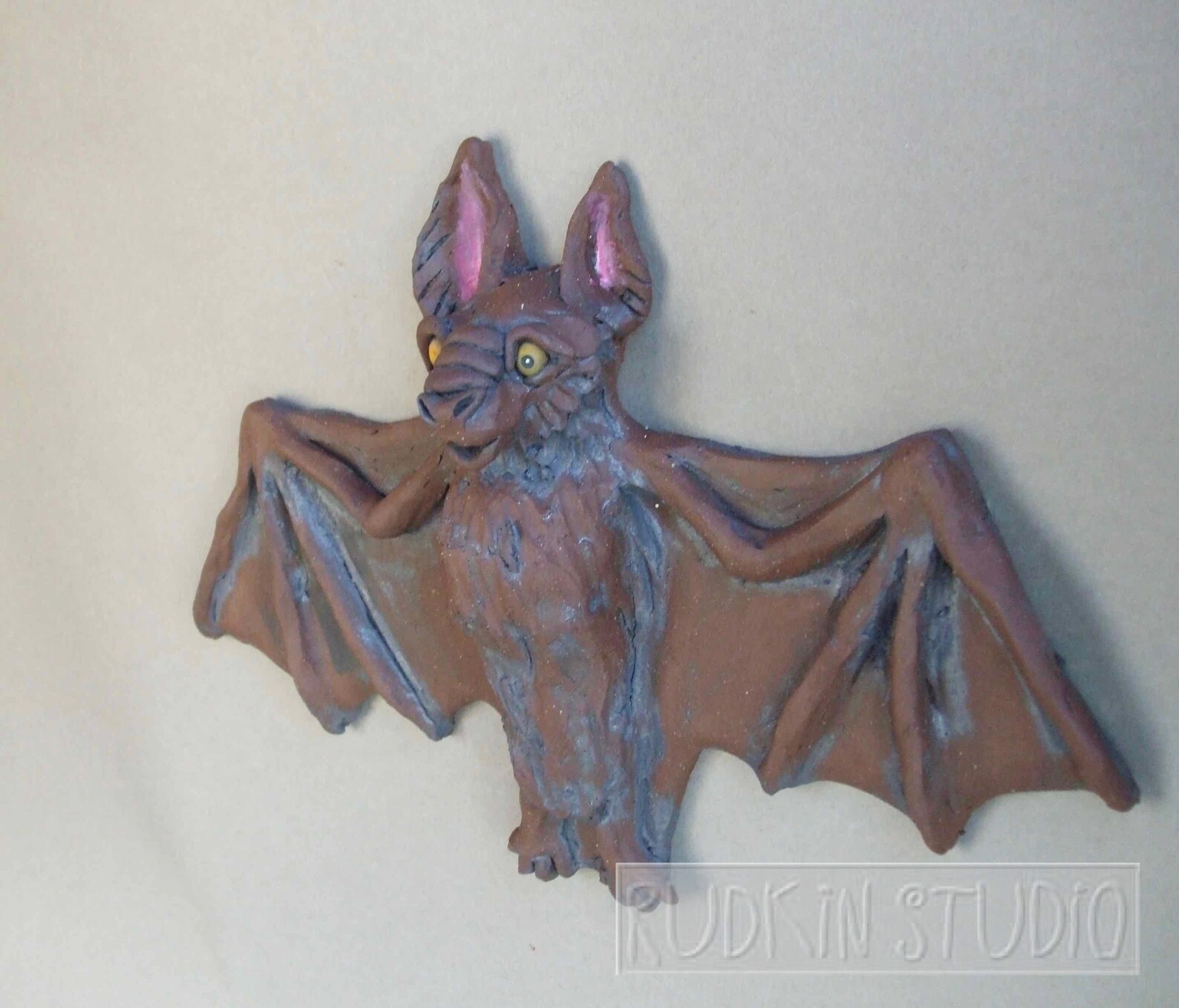 Brown Bat Ceramic Animal Sculpture Wall Hanging Etsy