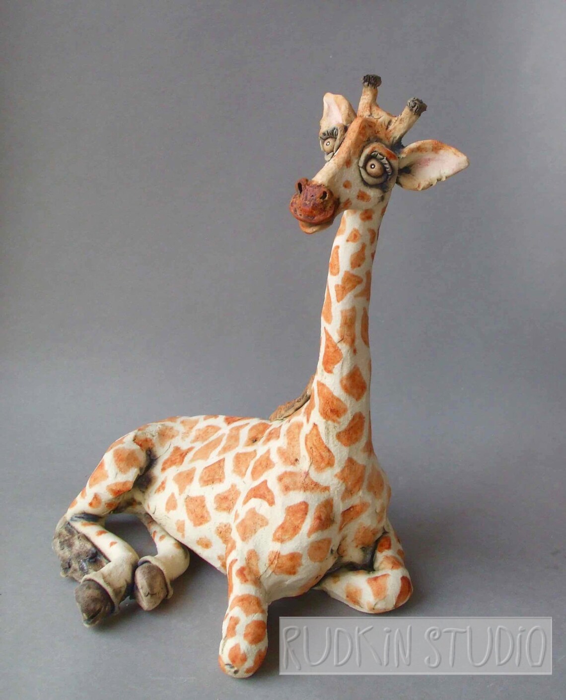 Giraffe Ceramic Animal Sculpture Etsy