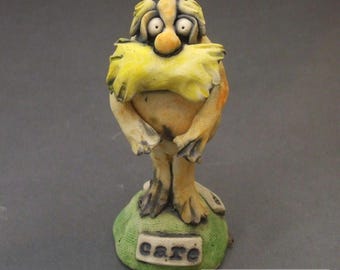 Ceramic Lorax Whimsical Sculpture