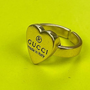 Gucci Gold Finished Gucci Monogram Heart Shaped Ring