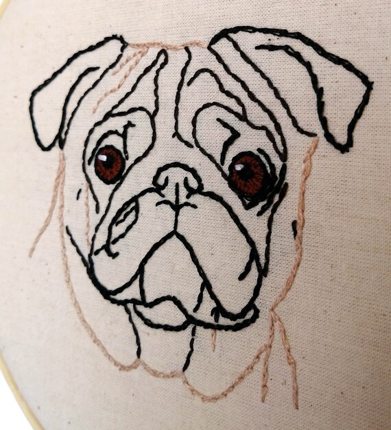 パグ犬の手刺繍パターン：初心者向け簡単DIY（PDF） - Etsy 日本