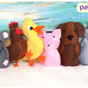 The Little Red Hen felt finger puppet PDF pattern and step by step instructions with full color photos - digital download.