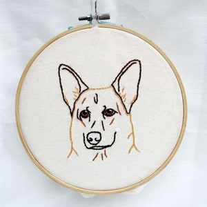 GERMAN SHEPHERD - Dog Hand Embroidery PDF Pattern, Easy Beginner hoop embroidery pattern, with instructions.