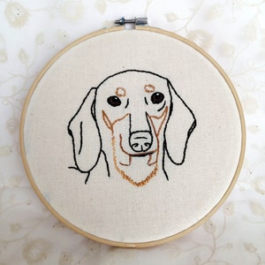 DACHSHUND - Dog Hand Embroidery PDF Pattern, Easy Beginner hoop embroidery pattern, with instructions