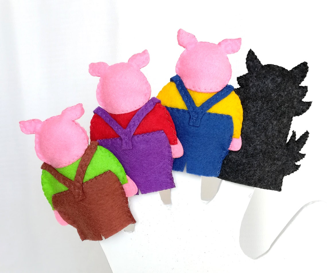 Three Little Pigs Felt Finger Puppet PDF Pattern and Step by Etsy