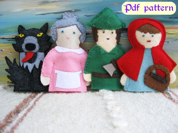 赤ずきんちゃんのフェルト指人形の型紙（PDFダウンロード） - Etsy 日本