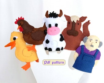 Old MacDonald Farm Finger Puppets PDF Pattern | Felt Animals, Nursery Rhyme Craft (Digital Download)
