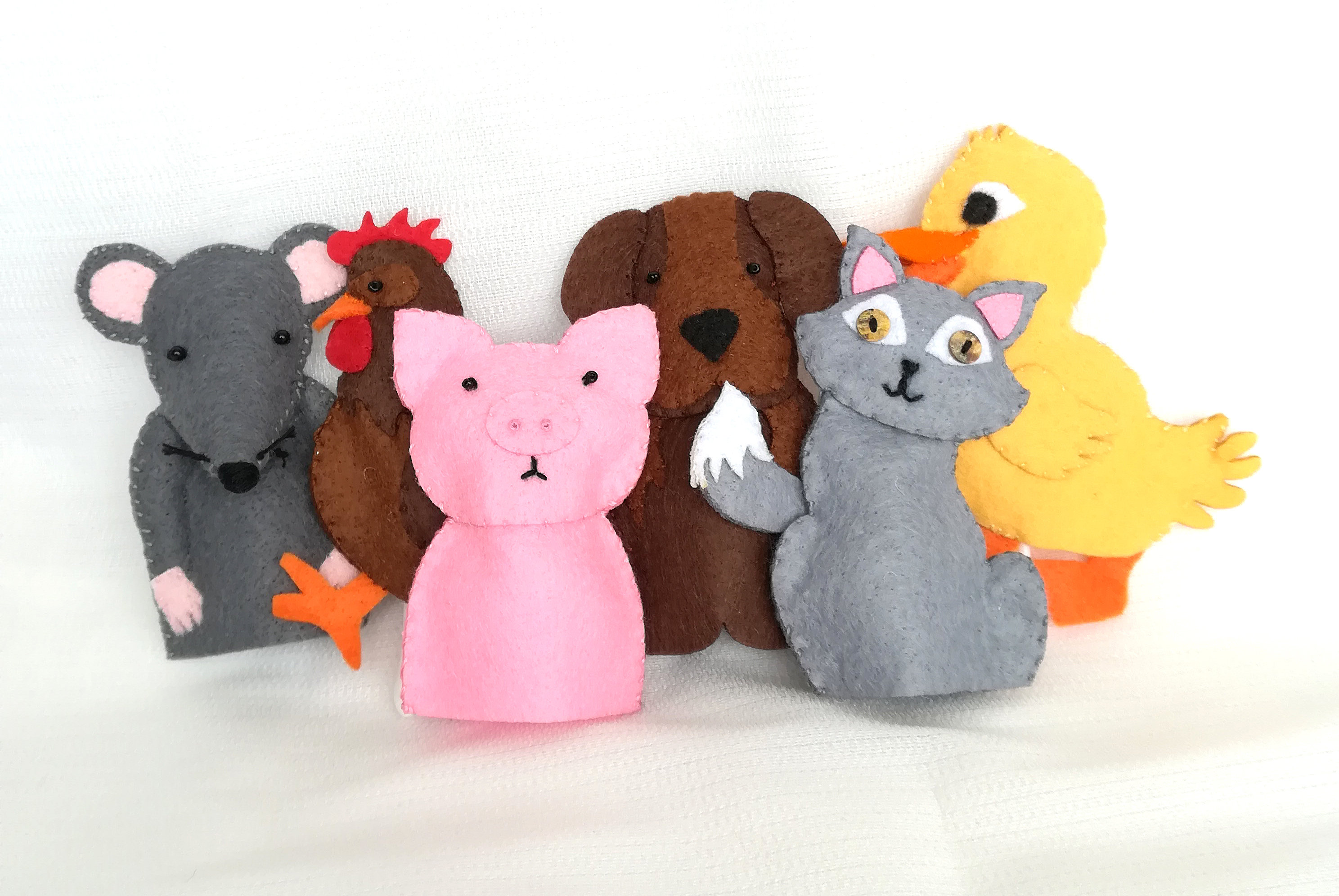 Felt Finger Puppet Pattern: Little Red Hen & Farm Animals (PDF Pattern ...