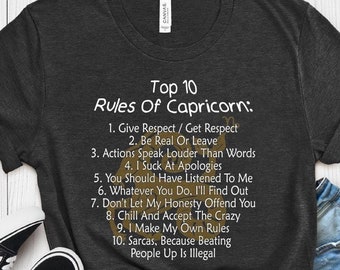 Top 10 Rules of Capricorn T-Shirt | Zodiac Astrology Tee