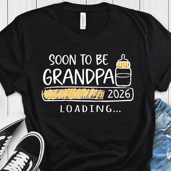Graviditetsmeddelande för morfar 2026, söt marknadsförd t-shirt, blivande morfar-t-shirt, laddar design, unisex present
