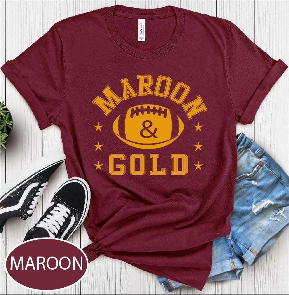 maroon and gold shirt