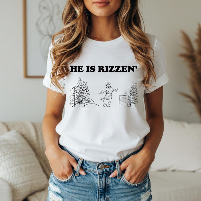 He is Rizzen' Eajesus Playing Soccer Shirt - Etsy