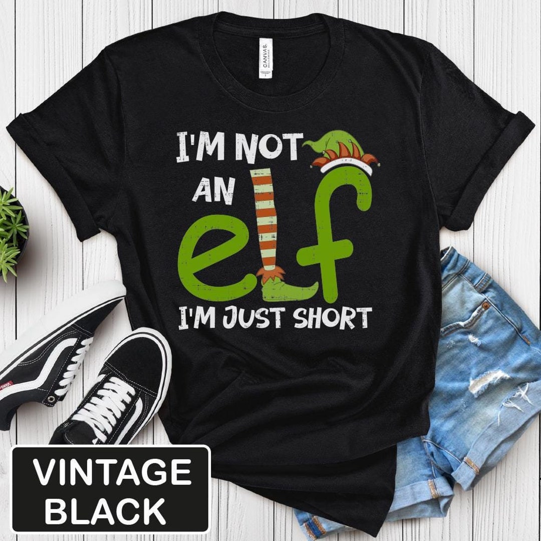 Sweat-shirt Humour De Noël "I'm Not An Elf I'm Just Short" - Design Mignon Avec Bonnet Elfe Et Flocons