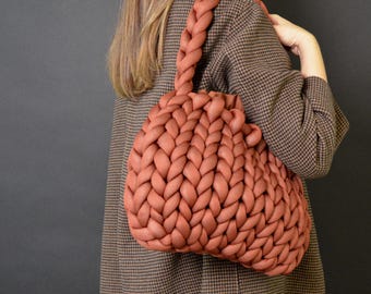 Chunky Knit Bag: Oversized Korean Yarn Braided Tote