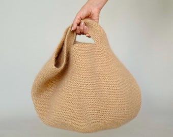 Handmade Raffia & Kid Mohair Tote Bag: Fuzzy Pinterest Style