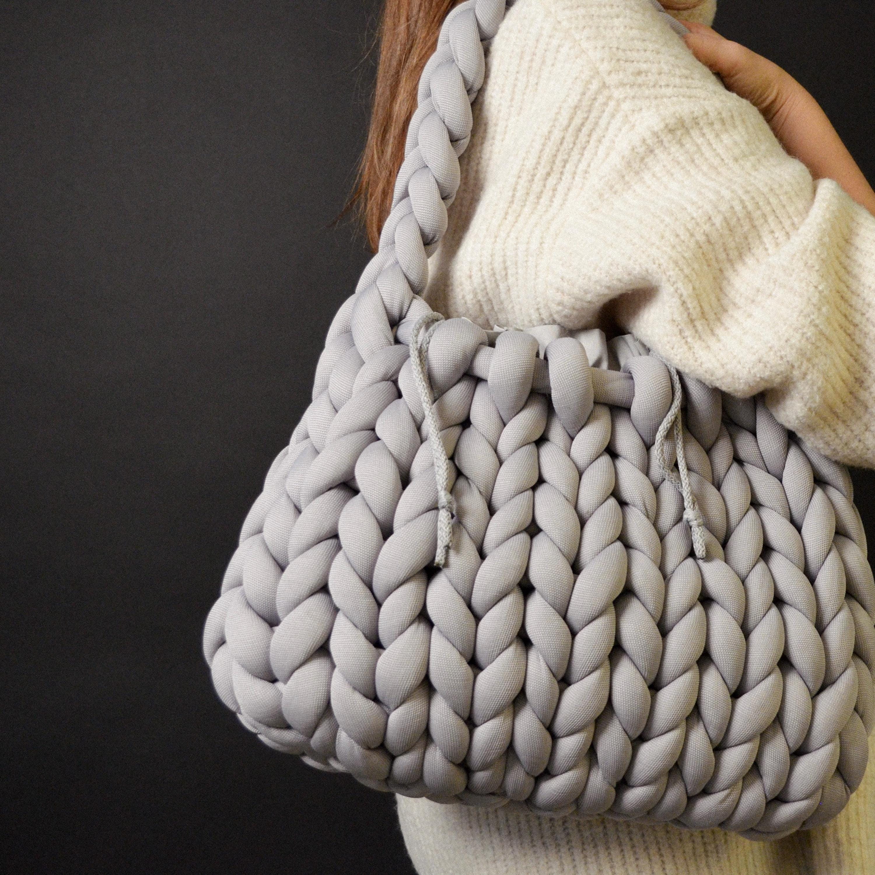 Chunky Knit Bag: Braided Korean Yarn, Oversized Shoulder Bag