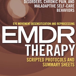 May include: A book cover with a brown background and white text. The title reads "EMDR Therapy" in large letters. Additional text includes "Treating Eating Disorders, Chronic Pain, and Maladaptive Self-Care Behaviors."