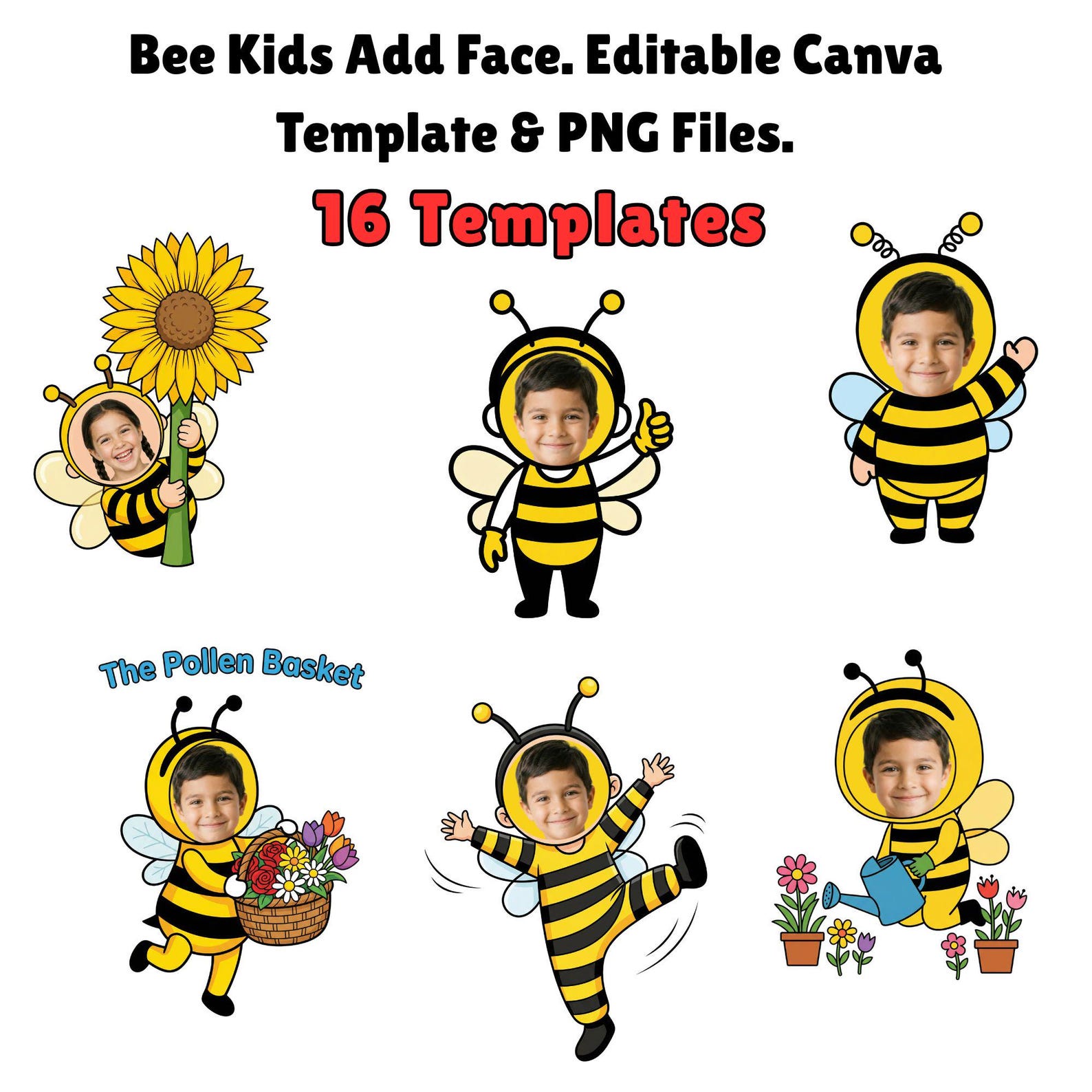 Bee Kids Face Craft Template, Spring Bulletin Board Decor, Cut Activity ...