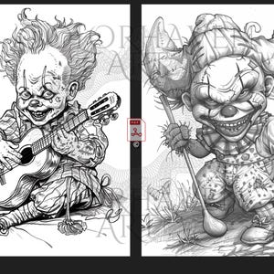 Clowns Horror Coloring Book: 50 Scary Printable Pages (PDF) image 10