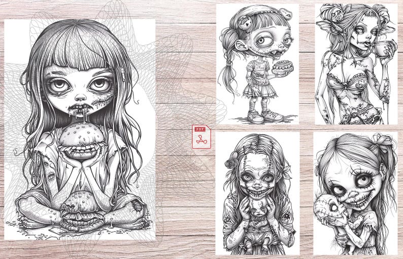 Horror Drawing.pdf Angels From Hell Horror Coloring Book: 40 Macabre Drawings (PDF Pattern ...