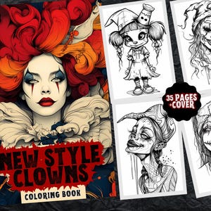 Horror Clowns Coloring Book: Macabre Illustrations (Printable PDF)