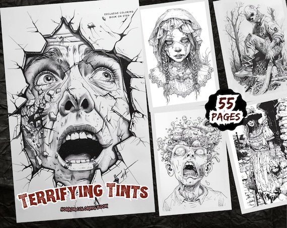 Terrifying Tints Horror Coloring Book: 75 Macabre Illustrations (Printable PDF)