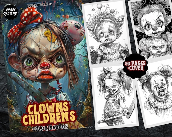 Clowns Horror Coloring Book: 50 Scary Printable Pages (PDF)