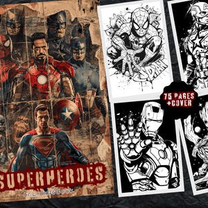 Pagine da colorare di supereroi: 75 illustrazioni di eroi leggendari (PDF)