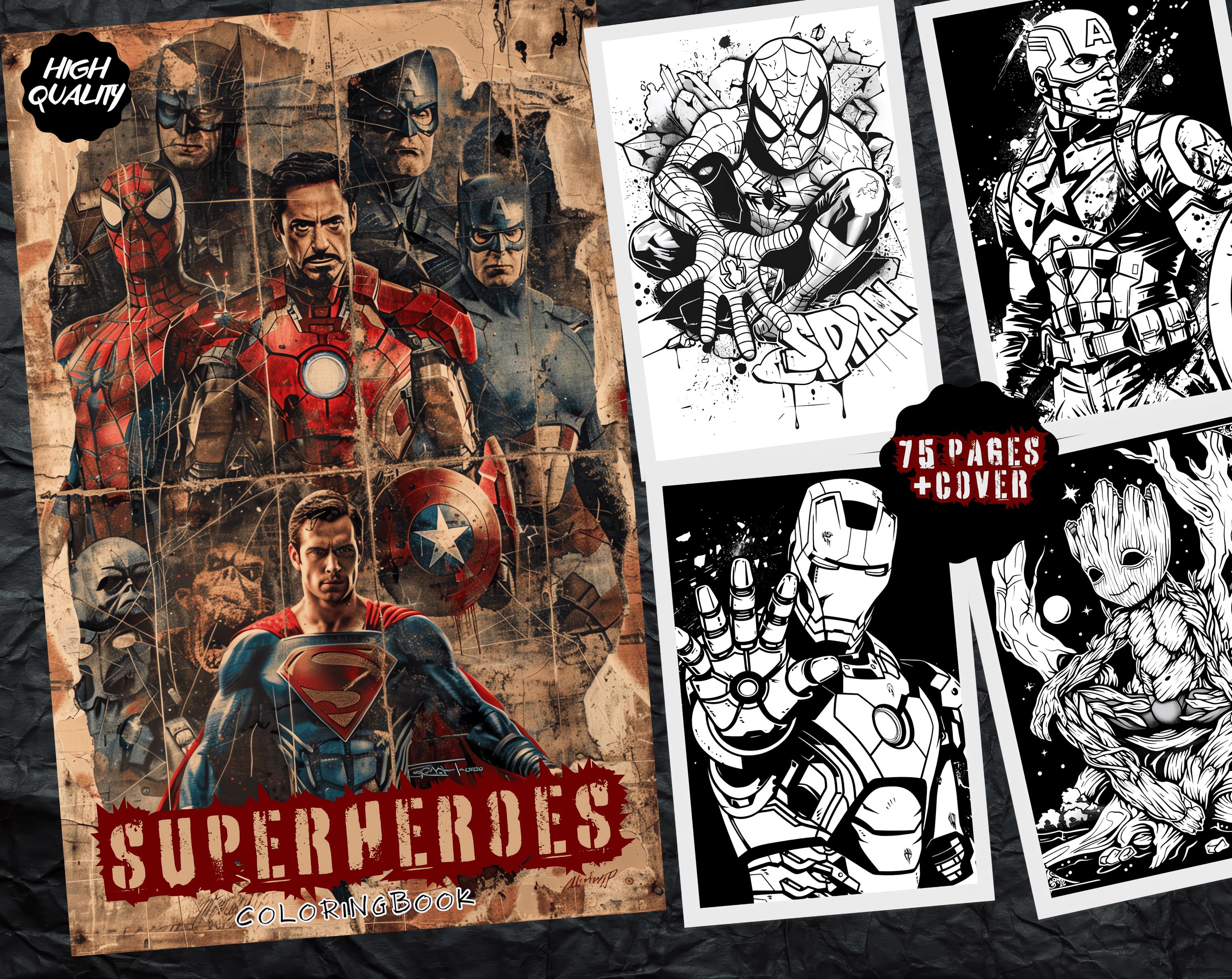 Superhero Coloring Page - Etsy, image size:3000x2385