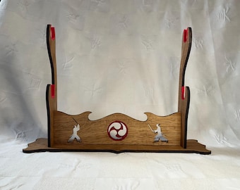 Unique Oak Sword Holder for Samurai Swords - Sword Stand