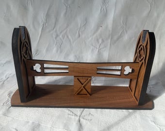 Handcrafted Oak Gothic Style Sword Stand - Unique Display for Collectors