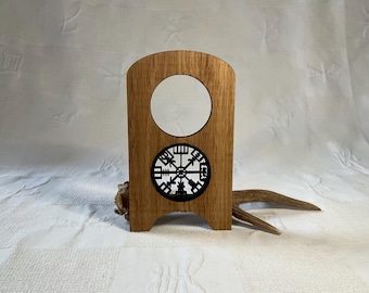 Viking-Inspired Oak Drinking Horn Stand - Small