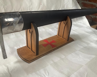 Elegant Oak Sword Stand for Knights Templar Swords