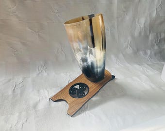 Large Oak Drinking Horn Holder - Channel Your Inner Norse Warrior