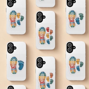 Personalisierte Papa 3D Aufgeblasen Handyhülle, Custom Papa Fußabdruck bis zu 6 Kinder Handyhülle, Handyhülle für iPhone 16 15 14 13 12 Samsung S25 S24