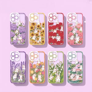 Fundas de anime, fundas de flores, fundas de conejo, fundas kawaii, fundas para iPhone 16, 15, 14, 13, 12 y 11, Samsung S25, S24, S23 y S22