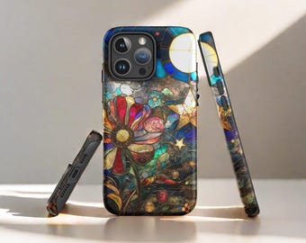 Artystyczne etui na telefon z witrażem, etui na telefon z witrażem kwiatowym, etui na telefon do iPhone'a 16 15 14 13 12 11 x etui Samsung S24 S23 S22