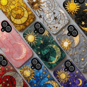 Celestial Stained Glass Moon Sun Pixel Case, Custom Google Pixel Case, Stained Glass Google Case, Phone Cover For Pixel 10 9 Pro XL 10A 9 8